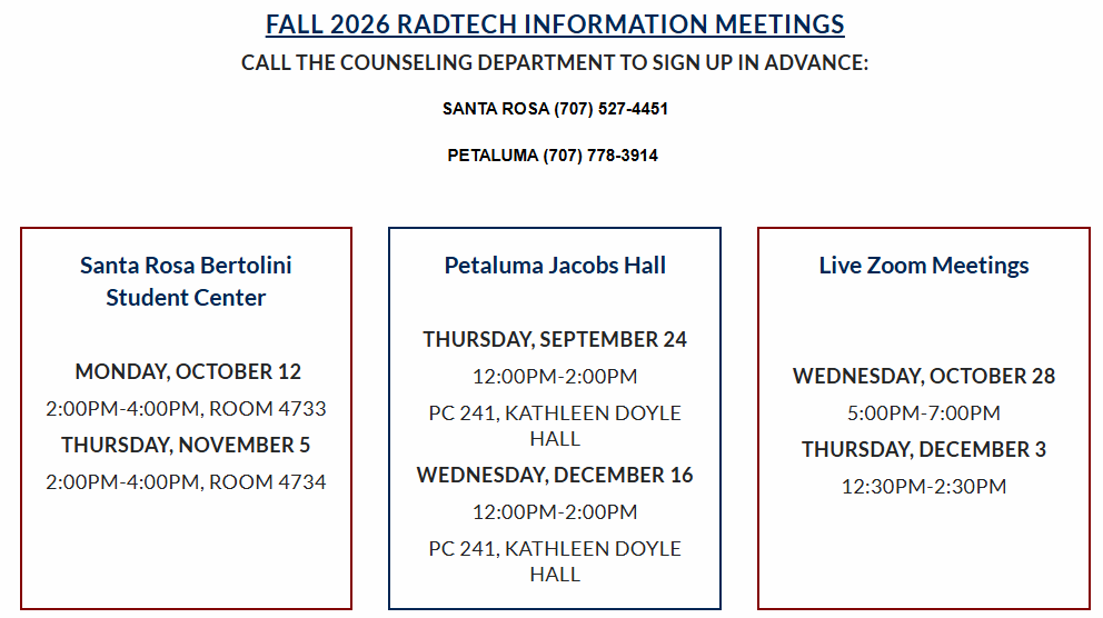 Fall information meeting schedule